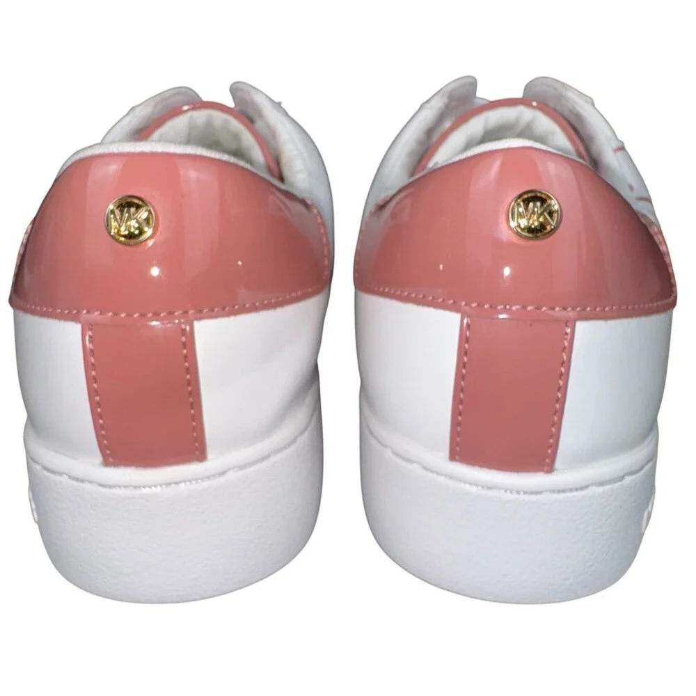 Michael Kors Womens Size 10 Sneakers KORS Print Faux Leather White Blush Keaton